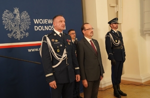 Wojewoda Dolnośląski  Pan Maciej Awiżeń oraz Komendant Wojewódzki Policji we Wrocławiu nadinspektor Paweł Półtorzycki