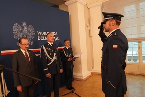 Wojewoda Dolnośląski Pan Maciej Awiżeń oraz Komendant Wojewódzki Policji we Wrocławiu nadinspektor Paweł Półtorzycki