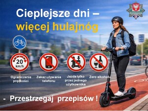 Ciepłe dni, więcej hulajnóg – pamiętaj o zasadach!