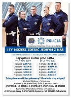 Zdjęcie poglądowe ulotki policyjnej informującej o naborze do Policji w Komendzie Powiatowej Policji w Lubaniu.