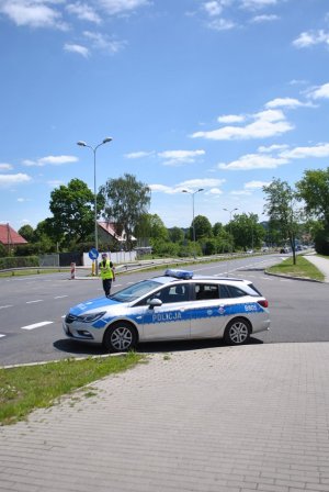 Policjant Ruchu Drogowego w trakcie wykonywania czynności służbowych